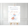 Affiche Bienvenue Baptême Ourson Bleu - Panneau à Imprimer Personnalisable