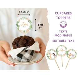 cupcake topper à imprimer - anniversaire safari jungle
