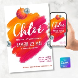 faire-part thème orange fuchsia