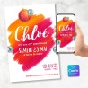 faire-part thème orange fuchsia