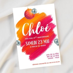 invitation anniversaire orange rose fuchsia