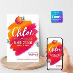invitation orange fuchsia