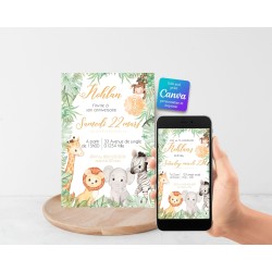 Invitation Safari personnalisée à imprimer – Fichier digital
