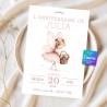 invitation anniversaire thème fée épurée à imprimer, illustration fée sur fond blanc, personnalisable, pour fille 6, 10 ans