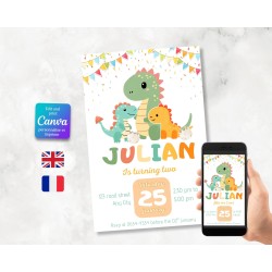 Invitation Dinosaure à Modifier et Imprimer - Parfaite pour un Anniversaire d’Enfant