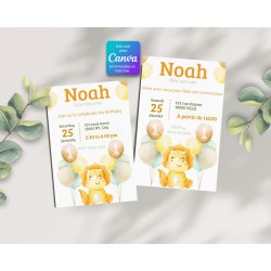 Carte d'invitation personnalisée avec prénom et âge – thème dinosaure pour garçon ou fille