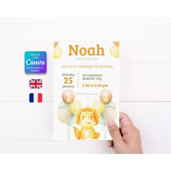 Carte d’Invitation Anniversaire Enfant – Thème Dinosaures Aquarelle à Modifier et Imprimer