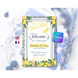 invitation anniversaire Dolce Vita à personnaliser – thème Italie ensoleillé