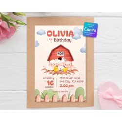 Invitation digitale à personnaliser | Thème Ferme | Template Canva