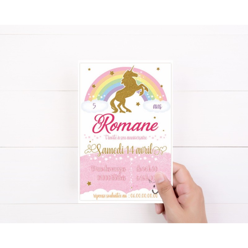 invitation personnalisable licorne