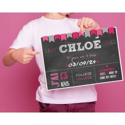 Affiche 1er jour d’école personnalisée à imprimer – Souvenir de rentrée scolaire