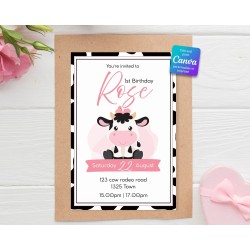 Invitation d’anniversaire digitale thème vache