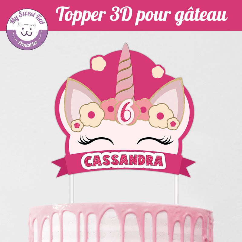 Topper 3d Tete De Licorne My Sweet Kat Printables